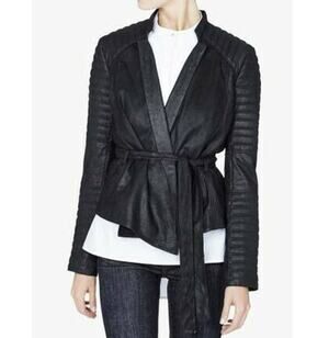 Sass & Bide DONE DAYS METAL MAN Jacket 4 Leather Cardigan Open Quilt Metallic